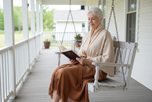 Load image into Gallery viewer, Cantelope/Rust Knit Wrap Shawl with Attached Belt