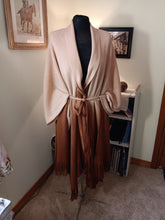 Load image into Gallery viewer, Cantelope/Rust Knit Wrap Shawl with Attached Belt