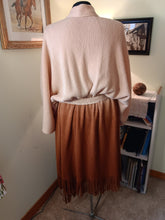 Load image into Gallery viewer, Cantelope/Rust Knit Wrap Shawl with Attached Belt