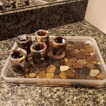 Load image into Gallery viewer, Glow-in-the-Dark River Stone Tray with Stone Shot Glasses
