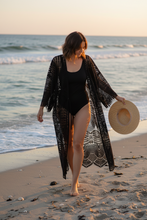 Load image into Gallery viewer, Long Black Lace Kimono